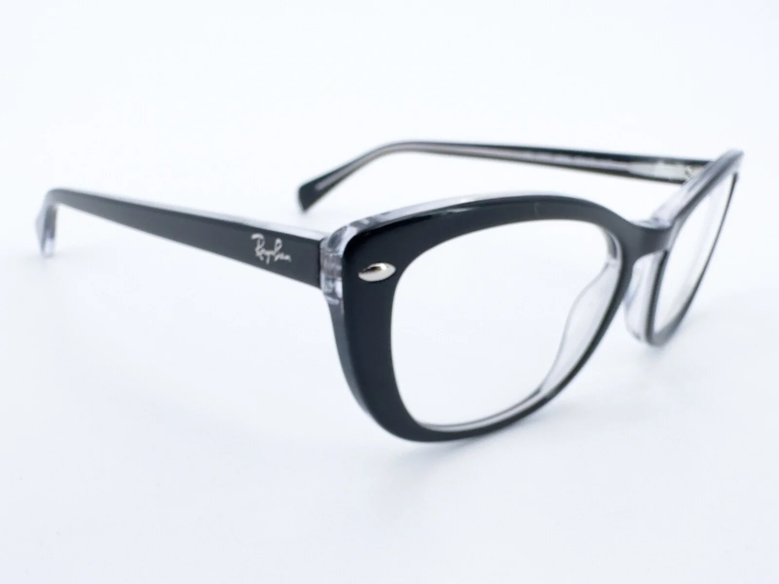NOS Ray Ban RB 5366 Eyeglasses FRAMES 2034 Black Crystal 52[]18-140 Cat Eye I057