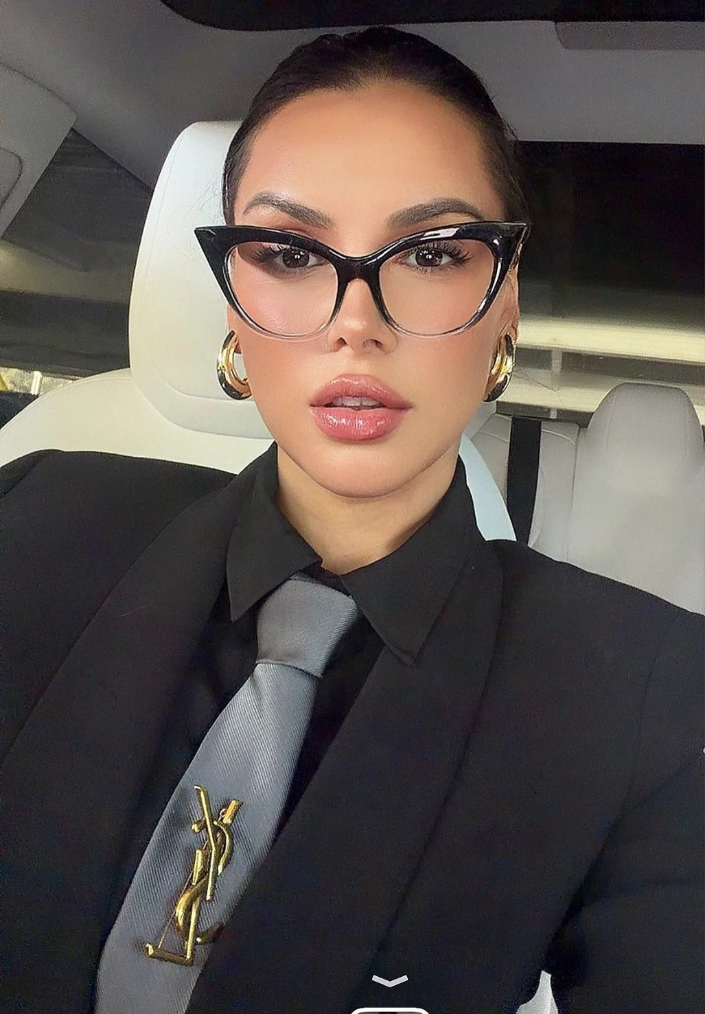 Saint Laurent Eyeglasses Frames SL264 001 Black Round Cat Eye Full Rim 49-20-145 3