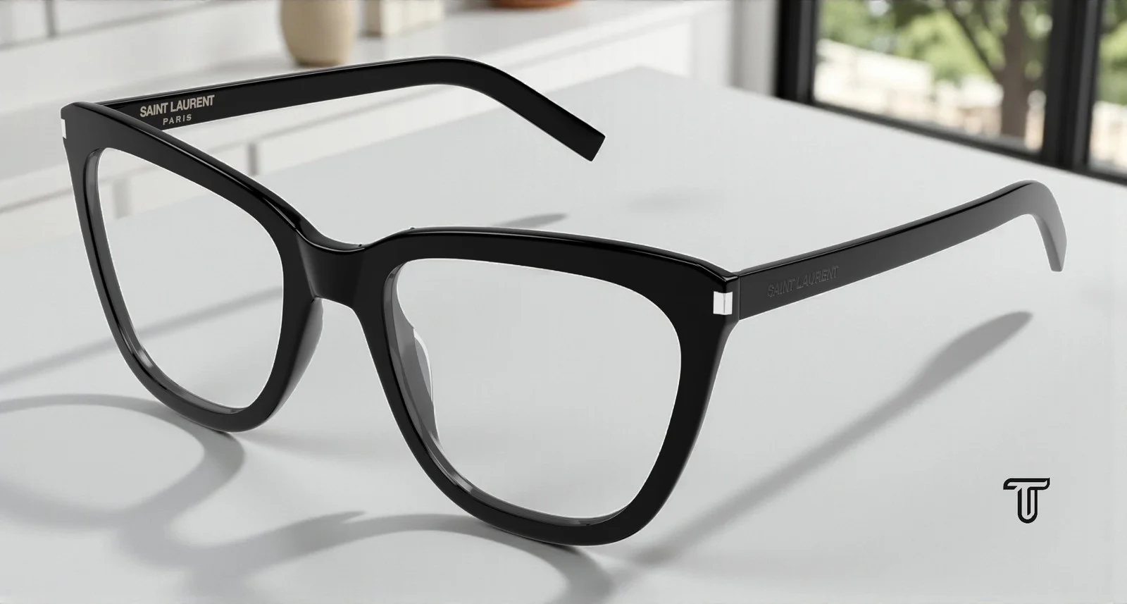 SAINT LAURENT SL 548 SLIM OPT 001 Cat Eye Acetate Black 55 mm Women